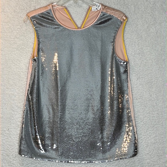 Diane Von Furstenberg Tops - NWOT  Diane von Furstenberg Womens Sparkle Silver Top Blouse Shirt S SMALL